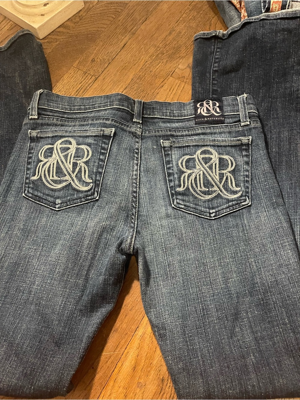Rock & Republic Women's Blue Embroidered Pocket Jeans